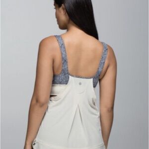 Lululemon Athletic Tank with Heathered Blue Straps and Cream Back